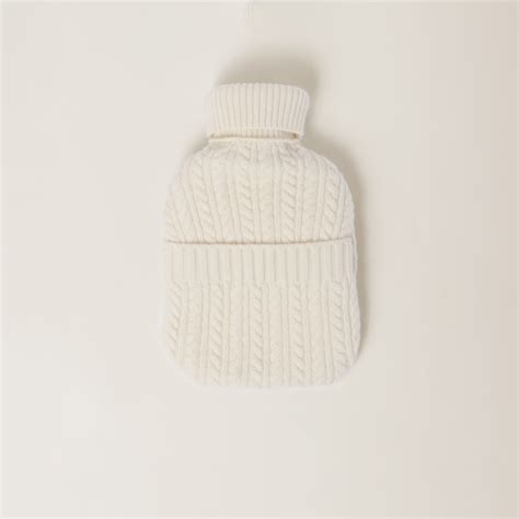 White Hot Water Bottle With Wool And Cashmere Cover 